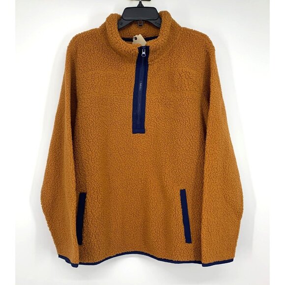 St. Johns Bay Pullover Sherpa Fleece Sweater 1/4 Zip Brown - Picture 1 of 9